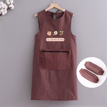 Makone 앞치마 가정용 작업복 주방 키친 베이커리 베이킹 홈카페 홈베이킹, 멜빵순면지퍼백로즈+토시