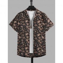 멋진여성의 남성 페이즐리와 플라워 패턴 셔츠 티셔츠 미포함