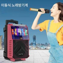 이동식 노래방기계 세트 블루투스 경로당 펜션 업소용, 터치스크린-와이파이-마이크2개