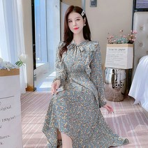 [질좋은] 아나운서룩 여자친구룩 민트원피스 소개팅룩 가을원피스 데이트코디 스모크밴딩 러블리코디 브이넥 여성쇼핑몰 포인트 봄코디 롱원피스 리본 데이트룩
