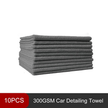 자동차세차용품 손세차용품 셀프세차용품 디테일링 킹 10pcs 300gsm 프리미엄 마이크로 화이버 디테일링 타올 보푸라기 없는 자동차 걸레 세라믹 헤이즈 코팅 레벨링, 회색