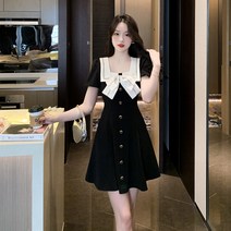 돌잔치엄마원피스 베이비돌원피스 여름 스퀘어넥 왕리본 A라인 드레스