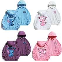 스티치 엔젤 후드티 디즈니 캐릭터 순면 커플티 친구 우정 룩