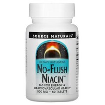 Source Naturals 안면홍조 없는 니아신 500mg 60정, One Color, One Size