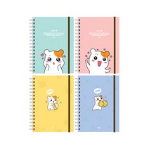 에비츄 두꺼운 밴드노트 1p 필기 귀여운 캐릭터 노트 단체선물 학용품 문구팬시 유선 줄노트, 랜덤