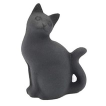 이와주 Iwachu 文鎮 尾長 고양이 검은 높이 7.5cm 남부 철기 30501