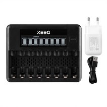 지그 스마트 AA AAA 8구 LCD 충전기 + 5V 2A 아답터 세트, 지그 AA AAA 8구 LCD충전기 1개
