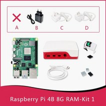 라즈베리파이 키트 코딩 original raspberry pi 4 model b 8gb kit pi 4 board micro hdmi cable power supply with, rpi4-8g 키트 1, 영국 전원 공급 장치 oem