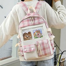 러블리룩 코디 여학생 백팩 고학년 포켓 수납 책가방, 그린