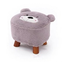 동물스툴 낮은 원목 키즈용 거실 가정용 캐릭터 강아지 책상용 풋스톨 의자, 그레이