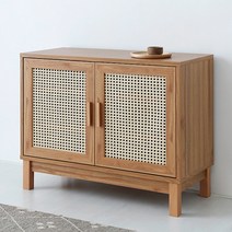 마켓비 BENTAN 2문 수납장 라탄 선반장 진열장 거실장 책장, 상세페이지 참조