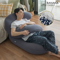 바나나빌딩 국산 쫀득말랑 마이크로에어볼 1인용 빈백 원룸 좌식 바닥 쇼파 소파 쿠션 대방석 (그레이 아이보리), 그레이