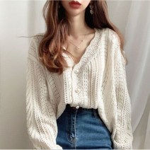 뜨개 여성 크로셰 니트 카디건 노르딕 코바늘 가디건