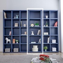 고등학생 방꾸미기 블루 5단 책장 폭좁은 거실장 diy 선반 이동식 책꽂이