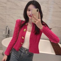 여자 가디건 상의 스웨터 니트 아우터 긴팔 간절기 여성 자켓 핑크 그린 단추 꽈배기