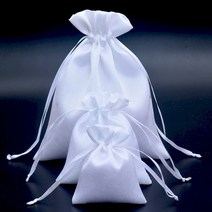 화이트 실크 파우치 정리 쥬얼리 휴대 보석 주머니 화장품 여행 가방 포켓 포장 복주머니 새틴 자루 선물