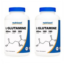 1+1 뉴트리코스트 글루타민 Nutricost L-Glutamine 800mg 180캡슐, 1개, 기본