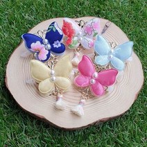 페시얌 핸드메이드 강아지 한복 머리핀 악세사리 강아지옷 5color, 1개, 흰색(꽃나염)