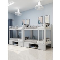 철제2층침대 벙커침대 2층침대프레임 더블 이층침대 성인 철제2층 학생 철제 이케아 합숙소 펜션, A.두꺼운 흰색 90x200