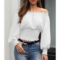 여름 새 여성 프릴 블라우스 캐주얼 레이스 폴카 도트 오프 숄더 셔츠 숙녀 긴 소매 탑 blusas 여성