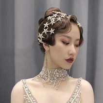 신부 머리띠 웨딩 헤어장식 별 큐빅 장식 웨딩 머리장식 세트 웨딩 악세사리