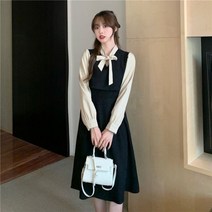 헵번 스타일 프랑스 우아한 드레스 여성 디자인 활 긴 소매 미디 드레스 봄 가을 신제품 숙녀 부드러운 빈티지 드레스
