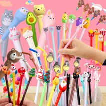 캐릭터볼펜 귀여운 예쁜볼펜 중성펜 0.5mm, 스퀴시 회색냥