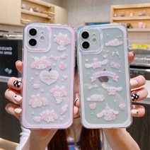산리오 카페 아이폰 전용 시나모롤 마이멜로디 귀여운 스위트 실리콘 투명 젤리 카메라 보호 케이스