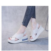 FANSYLI 여성 여름 스포츠 샌들 통굽 키높이 샌들 벨크로 샌들230307F28