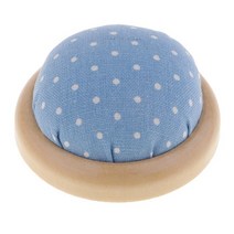 바늘쿠션 핀쿠션 빈티지 바늘 타이 패브릭 볼 삽입 팩 나무 손 자수 바느질 핀 도구, 03 Blue