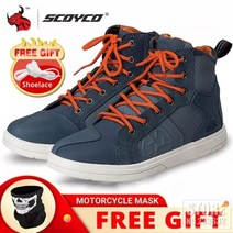 오토바이 부츠 시디부츠 SCOYCO 오토바이 부츠 가죽 모토 크로스 오프로드 레이싱 부츠 오토바이 타기 신발 남자 모토 부츠 블랙과 브라운, MT040 블루 부츠