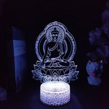불교 석가모니 3d 야간 조명 판매 침실 장식 귀여운 생일 다채로운 선물 LED 램프 만화 아이 사랑스러운, Lava Lamp Base, [01] 7 color no remote