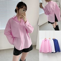 프리스탈 봄신상 뒷트임 블라우스 데일리룩 캐주얼룩 롱셔츠 오프닝블라우스