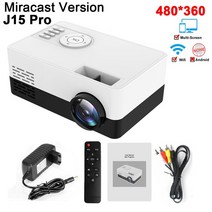 가정용 미니빔 빔 빔프로젝터 휴대용 Salange 미니 프로젝터 J15 Pro 480*360 픽셀 1080P HDMI USB 비머 홈 미디어 플레이어 선물 PK YG300, White Miracast_영국 플러그, 11 White Miracast_02 미국 플러그