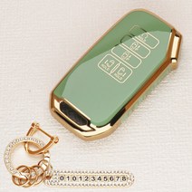 튜모 기아 K3 K5 K7 K8 K9 스포티지 쏘렌토 카니발 EV6 니로 스팅어 모하비 레이 모닝 TPU 골드라인 스마트키케이스 키링, KN-04, 큐빅오링-올리브그린