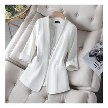 여성 정장 자켓 블레이져 벨벳 여자 겨울 마이 검정 v 목 얇은 39 2022 봄과 여름 패션 전문 착용 하프 슬리브 캐주얼 오피스 블