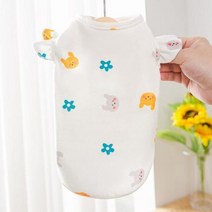 애완동물 옷 장난감 귀여운 토끼 프린트 애완 동물 조끼 요크셔 플레어 소매 의류 여름 얇은 섹션 편안한 개 핑크 강아지 티셔츠, White+XS