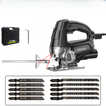 무선 직소기 전동 충전식직소기 초강력 절단기 배터리, 레이저모델+목공톱날x5+금속톱날x5
