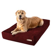 Big Barker 매끄러운 정형외과적 강아지 침대 - 대형견을 위한 17.8cm(7인치) 강아지 소파 침대 세탁 가능한 마이크로스웨이드 커버 포함 - 매끄러운 높은 강아지 침대, Large (48 x 30 x 7), Burgundy
