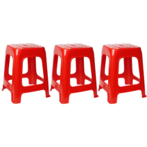 대원리빙 튼튼한 고하중 플라스틱 의자 3P, 빨강 의자 3개, 3개, 빨강 의자 3개