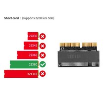 TISHRIC-NVME M.2 어댑터 PCI-E M 키-SSD 맥북 에어 프로 2013-2017 컨버터 라이저 카드 지원 2280 하드, 01 short card