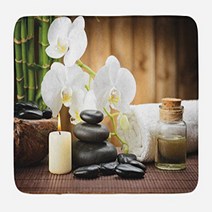 Ambesonne Spa Bath Mat Asian Spa Style Arrangement with Zen Stones Candle Flowers and Bamboo Art P, 1, Multi 40