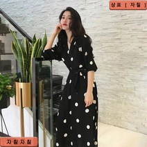 자칠 땡땡이 원피스 심진화 원피스 루즈핏 쉬폰 키작녀 롱 여리핏 러블리 봄