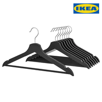 [이케아] 원목 나무 옷걸이 8개 - 부메랑 / 검정 하양 내추럴 / Black White Natural / Clothes Hanger - Bumerang, [검정 Black]