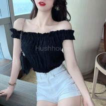SAMARA 상의 3컬러 프릴 주름 오프숄더 크롭티 블라우스