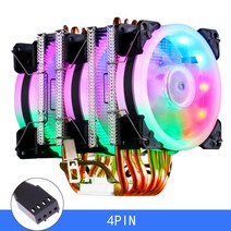 쿨링팬 LED RGB 케이스 쿨러 인텔 LGA-1700 3 핀 4 PWM Icebound 용 6 히트 파이프 냉각 팬 Cpu 프로세서 X99 2011 AMD-AM4, 04 LGA 1700, 08 3 FAN 4PIN WITH LAMP