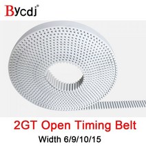 2GT 오픈 동기 벨트 2GT6 폭 691015mm 폴리 우레탄 스틸 PU S2M 타이밍 작은 백래쉬 3D 프린터, 6mm color white, 3Meters