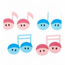 모양 반짝이 펠트소품 음표 4개 (교실 학급 환경 미화 게시판 꾸미기), 상세페이지 참조, 상세페이지 참조