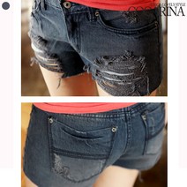코카리나 여성용 그레이시 숏팬츠 여자청바지 빅사이즈 워싱 구제 청바지