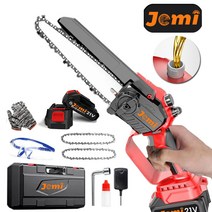 Jemi 8인치 고출력 무선 전기톱 브러시리스 모터, 2x배터리
